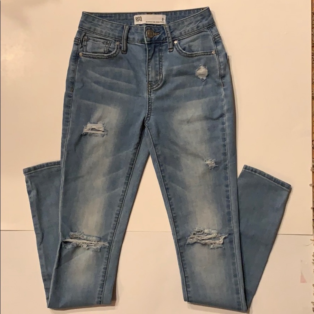 RSQ Blue Distressed Jeans Manhattan High Rise